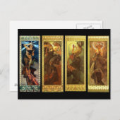 De maan en het  briefkaart van de sterren Mucha (Voorkant / Achterkant)