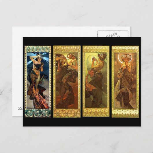 De maan en het briefkaart van de sterren Mucha (Voorkant / Achterkant)