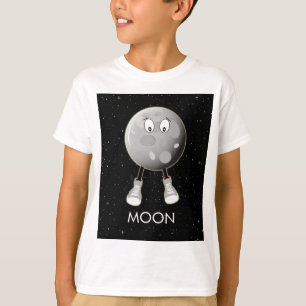 De maan en sterren in de ruimte t-shirt