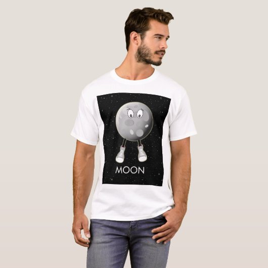 De maan en sterren in de ruimte t-shirt (Voorkant volledig)