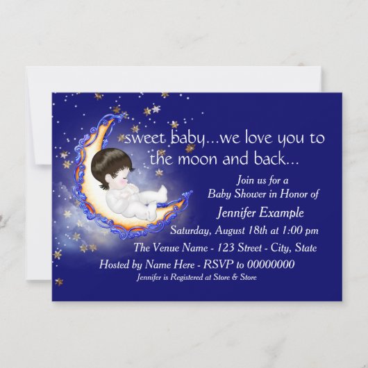 De Maan en Terug Baby Shower Kaart (Voorkant)