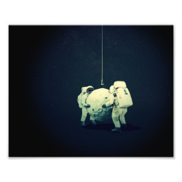 De maan hangen foto afdruk