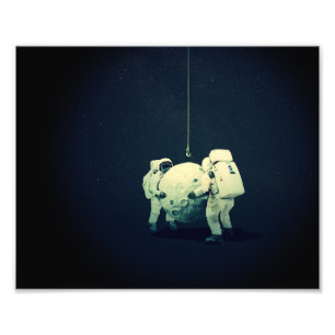 De maan hangen foto afdruk