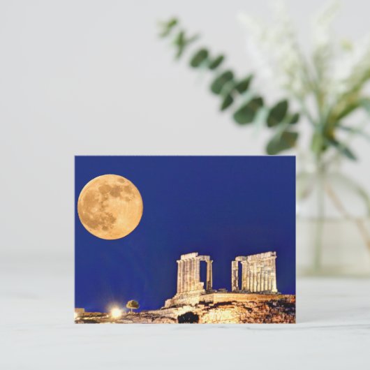 De maan in de tempel van Poseidon Sounio Briefkaart (Staand voorkant)