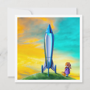 De maan Missie - Girl en Rocket