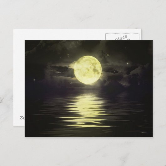 De maan reflecteert op het water briefkaart (Voorkant / Achterkant)