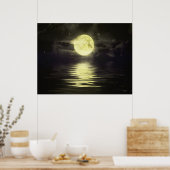 De maan reflecteert op het water poster (Keuken)