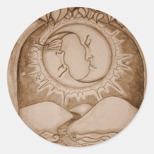 De maan ronde sticker (Voorkant)