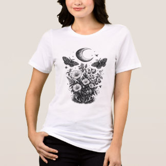 De Maan Tuin — Antieke Hemelse Botanische Gravure Tri-Blend Shirt
