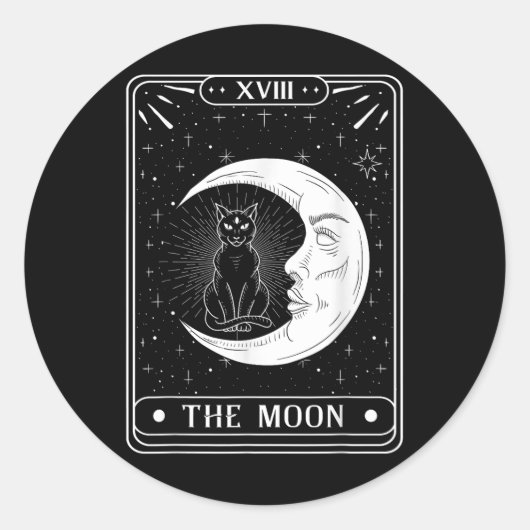 De maan van de Moon Tarot Kaart Crescent Moon en K Ronde Sticker (Voorkant)