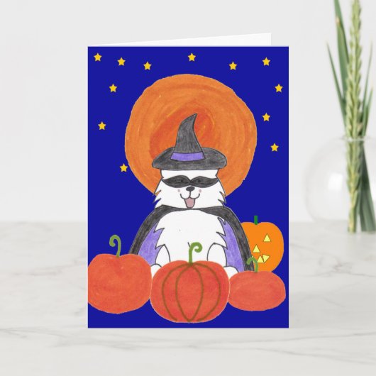 De Maan van Halloween van Samoyed Kaart (Voorkant)