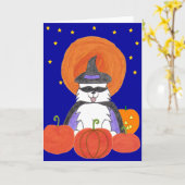 De Maan van Halloween van Samoyed Kaart (Gele Bloem)
