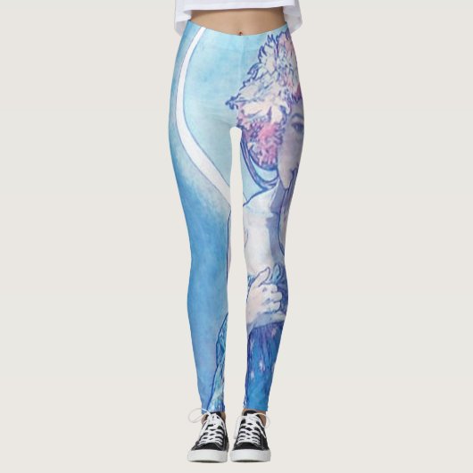 "De maan" van Mucha Blue Leggings (Voorkant)