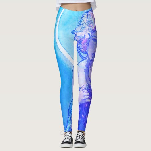 "De maan" van Mucha Violet Leggings (Voorkant)