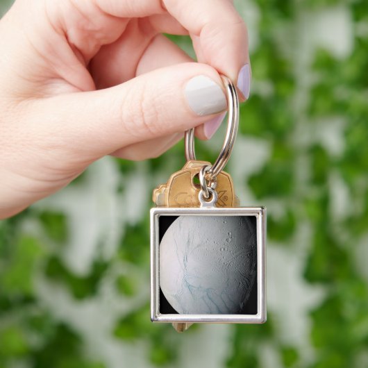 De maan van Saturnus Enceladus 2 Sleutelhanger (Hand)