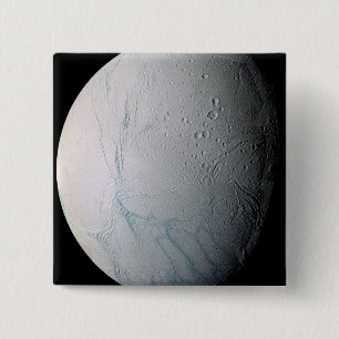 De maan van Saturnus Enceladus 2 Vierkante Button 5,1 Cm