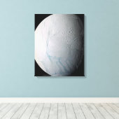 De maan van Saturnus Enceladus 3 Canvas Afdruk (Insitu (Houten vloer))