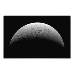 De maan van Saturnus Enceladus Foto Afdruk