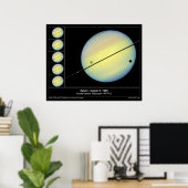 De maan van Saturnus Titan die door de planeet rij Poster (Thuiskantoor)