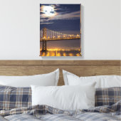 De maan vanavond over de Brug Canvas Afdruk (Insitu (Slaapkamer))