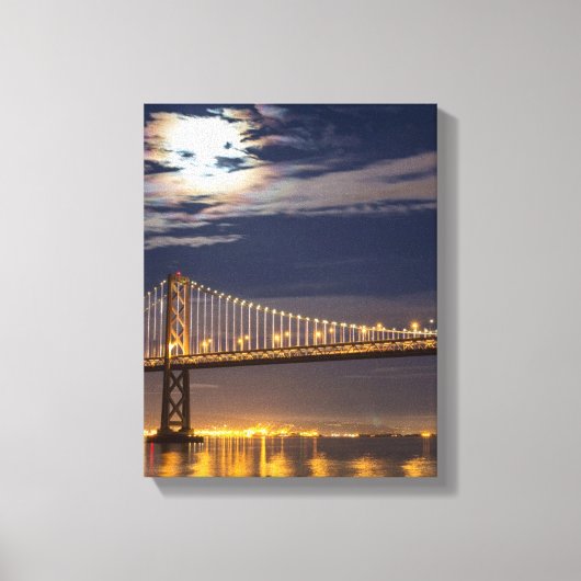 De maan vanavond over de Brug Canvas Afdruk (Voorkant)