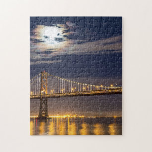 De maan vanavond over de Brug van de baai Legpuzzel