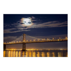 De maan vanavond over de Brug van de baai Perfect Poster
