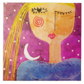 De maan vertelde me Abstracte kunst Tegeltje (Voorkant)