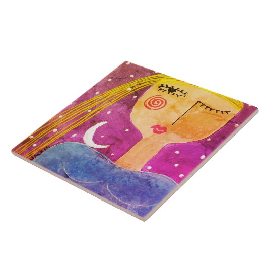 De maan vertelde me Abstracte kunst Tegeltje (Zijkant)