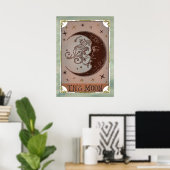 De Maan Vintage Tarotkaart Hemelse Kunst Poster (Thuiskantoor)
