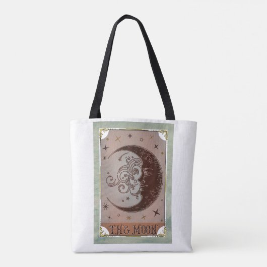 De Maan Vintage Tarotkaart Hemelse Kunst Tote Bag (Achterkant)