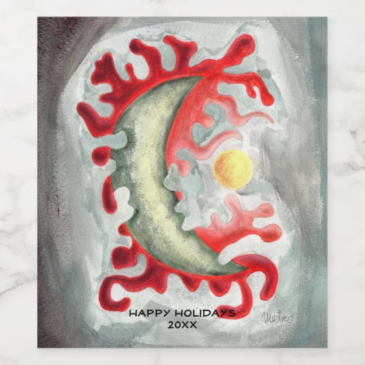 De maan wijn etiket (Enkel label)