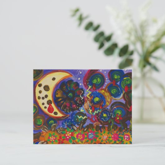 De maan Wond door haar schaduw Briefkaart (Staand voorkant)