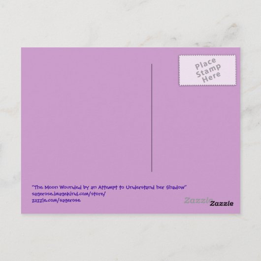De maan Wond door haar schaduw Briefkaart (Achterkant)