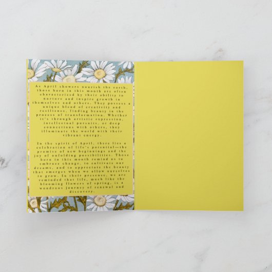 De maand april Geboren in Proza Bloem Kaart (Binnen)