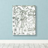 De maand april met astrologische zonneschermen canvas afdruk (Insitu (Houten vloer))