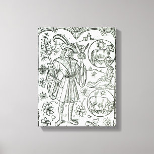De maand april met astrologische zonneschermen canvas afdruk