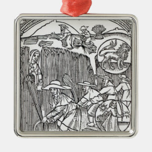 De maand augustus, vanaf de kalender van een herde metalen ornament