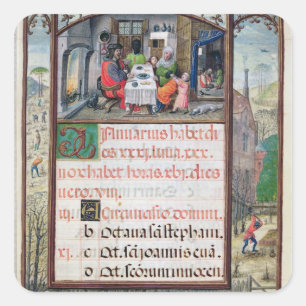 De maand januari vierkante sticker