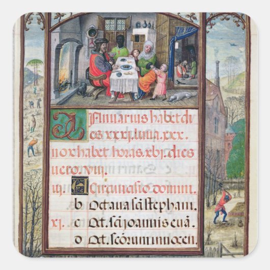 De maand januari vierkante sticker (Voorkant)