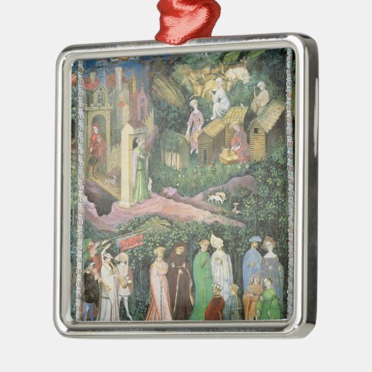 De maand juni, c.1400 metalen ornament (Links)