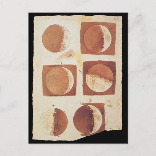 De maanfstanden Galileo 1616 Briefkaart (Voorkant)