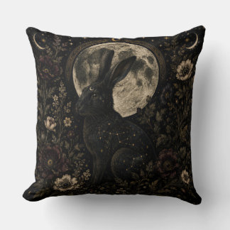 De Maanhase | Gothische Hemelse Botanische Throw Kussen