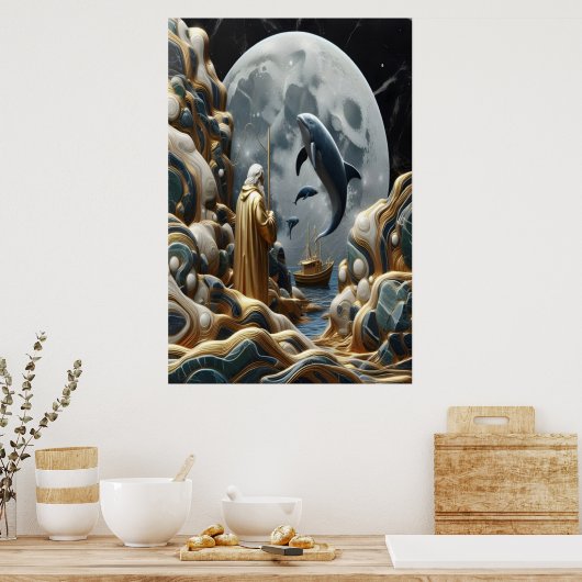 De Maanvangst van de Gouden Visser Poster (Keuken)