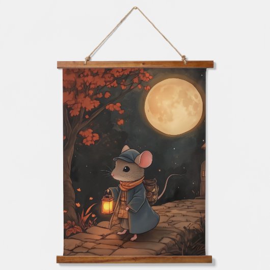 De maanverlichte reis van de reizende muis hangend wandkleed (Voorkant)