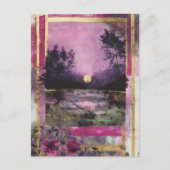 De maanverlichte vijver Mixed Media Collage Briefkaart (Voorkant)