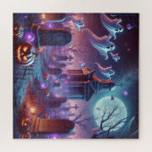De maanverlichte wake Halloween Legpuzzel (Horizontaal)