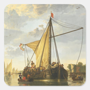 De Maas in Dordrecht Aelbert Cuyp Vierkante Sticker