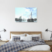 De Maas in Dordrecht tegen Dag Canvas Afdruk (Insitu (Slaapkamer))