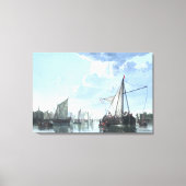 De Maas in Dordrecht tegen Dag Canvas Afdruk (Voorkant)